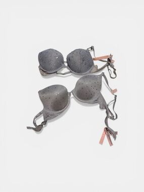 Victoria’s Secret Bra Bundle 34B Push Up Padded Gray Star Lace 2 Pack